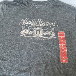Lucky Brand Charcoal‎ Retro Motorcycle Graphic Tee XL Super Soft Relaxed Fit